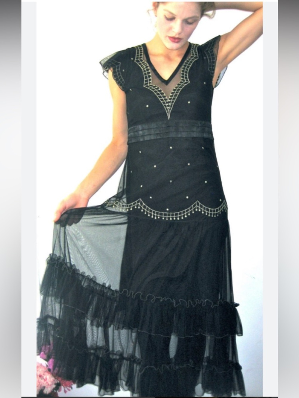 Age of Love Nataya Dress Womens Large 1920s Titanic Flapper Vtg Style Whimsigoth